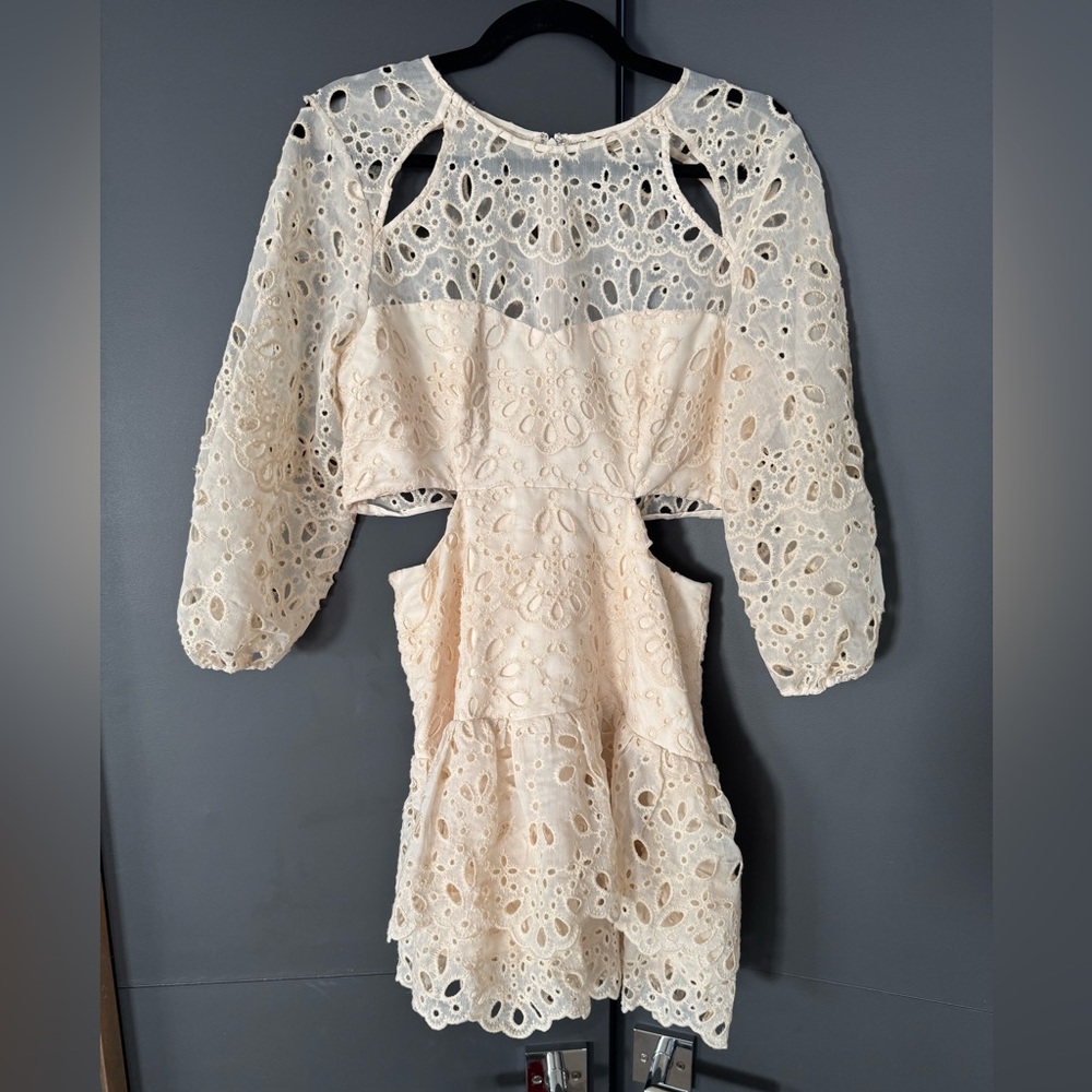 Maje Cream Floral Eyelet Shell